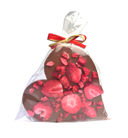 Serce z czekolady - mleczna z truskawkami, 85g