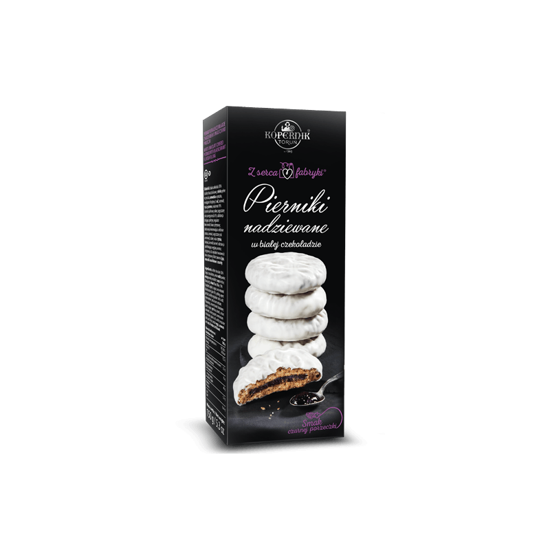 Pierniki nadziewane czarną porzeczką Kopernik w białej czekoladzie, 150g