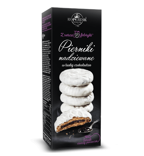 Pierniki nadziewane czarną porzeczką Kopernik w białej czekoladzie, 150g