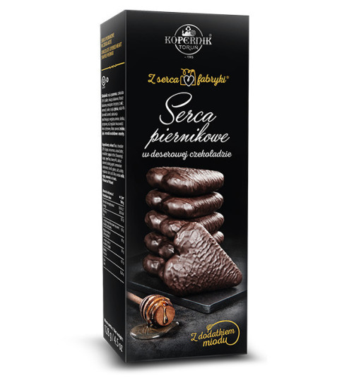 Serca piernikowe Kopernik w deserowej czekoladzie, 128g