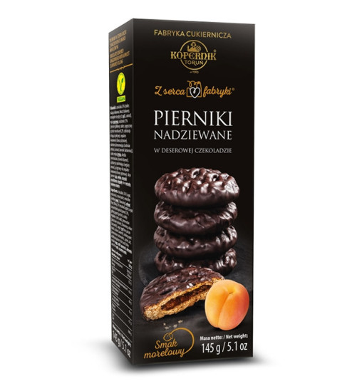 Pierniki Kopernik nadziewane morelą w deserowej czekoladzie, 145g