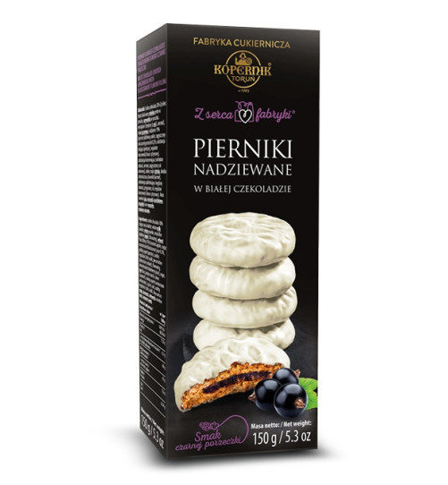 Pierniki nadziewane czarną porzeczką Kopernik w białej czekoladzie, 150g