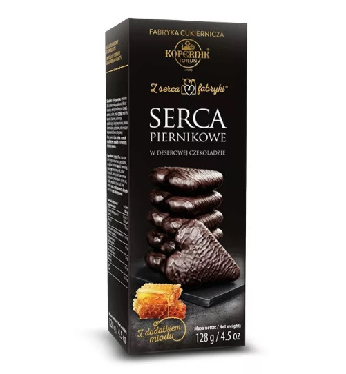 Serca piernikowe Kopernik w deserowej czekoladzie, 128g