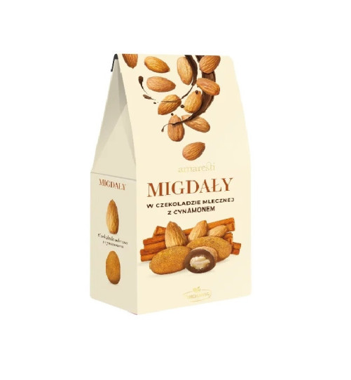 Migdały Amaresti w mlecznej czekoladzie z cynamonem, 80g