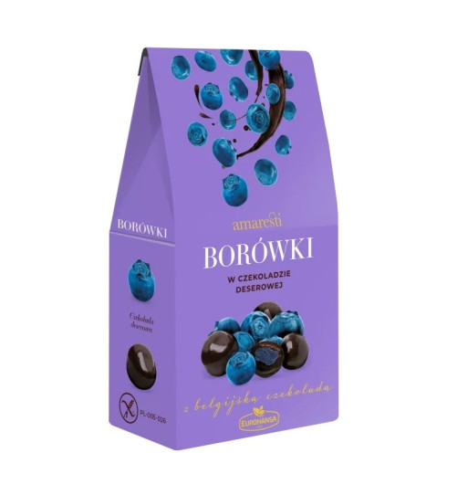 Borówki Amaresti w czekoladzie deserowej, 80g