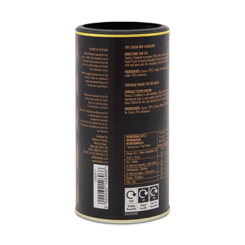 Czekolada na gorąco, klasyczna, 70% kakao Whittard - 70% Cocoa, Hot Chocolate, 300g