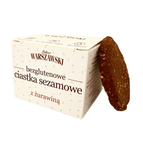 Ciastka bezglutenowe Łakoć Warszawski - sezamowe z żurawiną, 150g