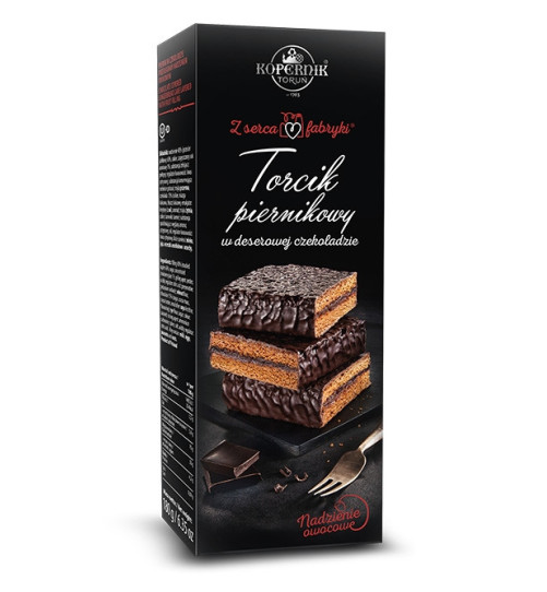 Torcik piernikowy Kopernik w deserowej czekoladzie z nadzieniem owocowym, 180g