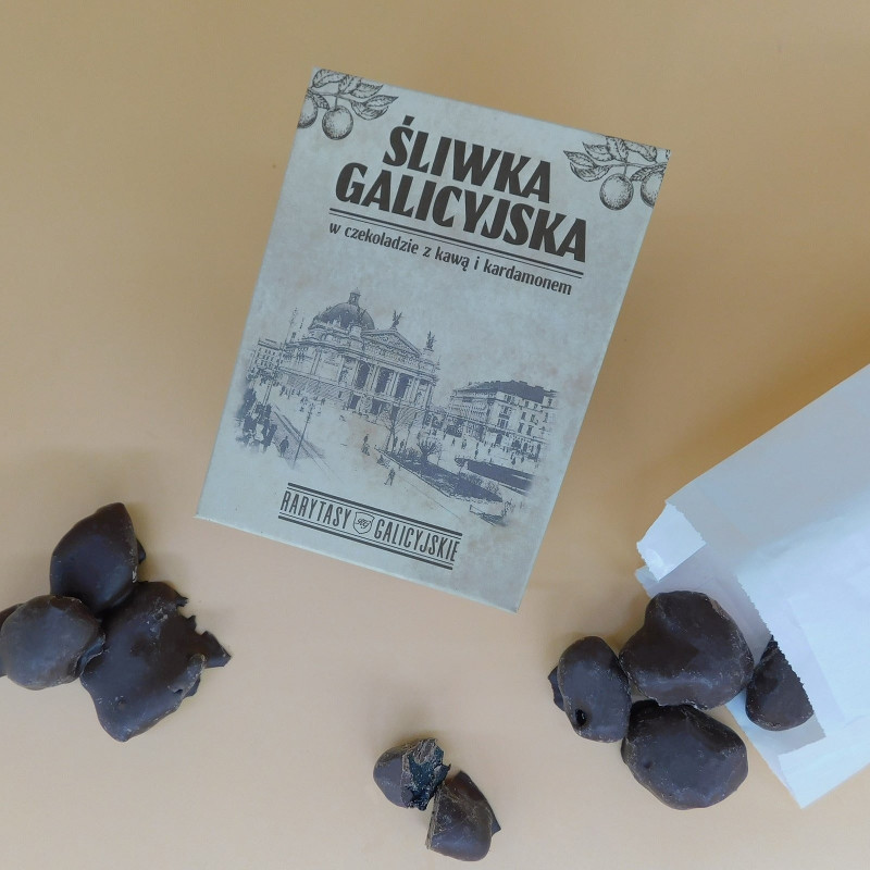 Śliwki Alta Saska w czekoladzie deserowej - z kawą i kardamonem, 150g