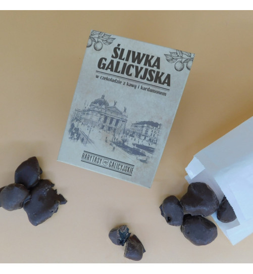 Śliwki Alta Saska w czekoladzie deserowej - z kawą i kardamonem, 150g