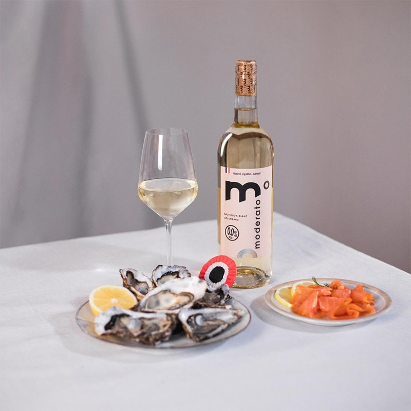 Wino bezalkoholowe Moderato Original Blanc Sauvignon blanc Colombard, 250ml