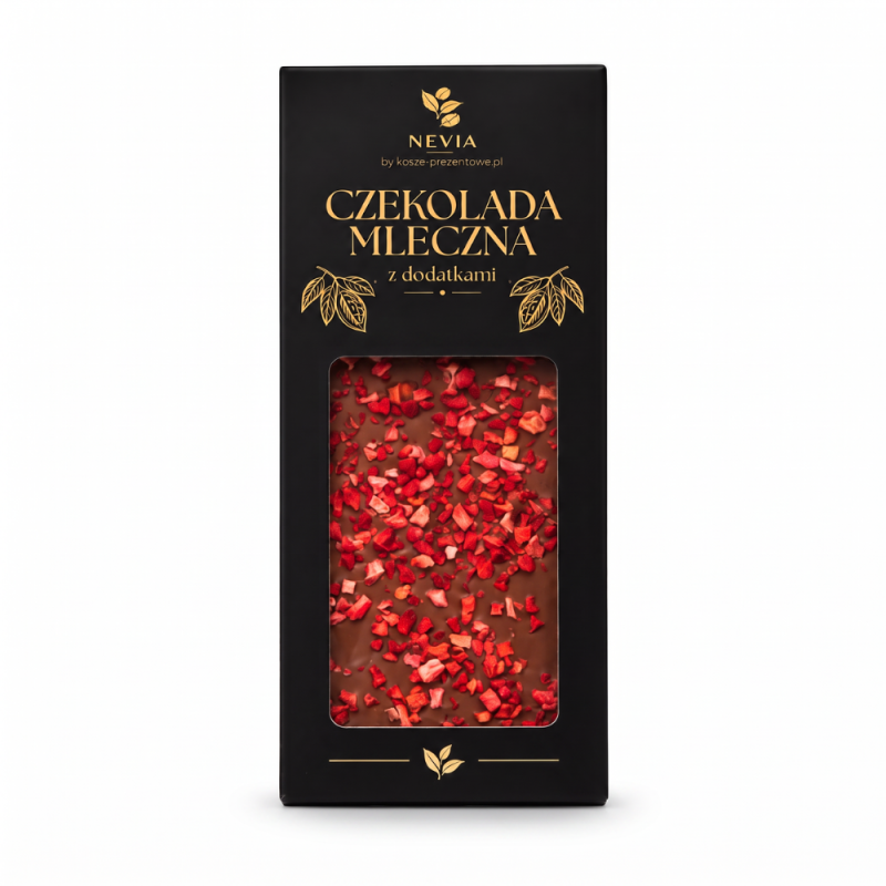 Czekolada mleczna Nevia z dodatkami 85g - Truskawka Czekolada mleczna Nevia z dodatkami 85g - Truskawka