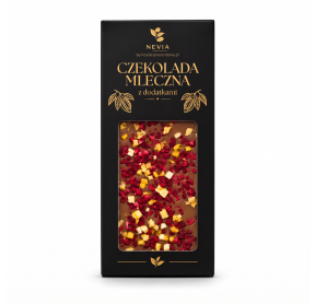 Czekolada mleczna Nevia z dodatkami 85g - Malina & Marakuja