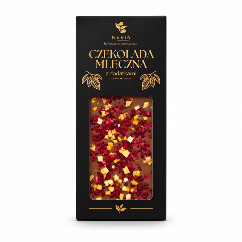Czekolada mleczna Nevia z dodatkami 85g - Malina & Marakuja Czekolada mleczna Nevia z dodatkami 85g - Malina & Marakuja