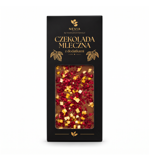 Czekolada mleczna Nevia z dodatkami 85g - Malina & Marakuja