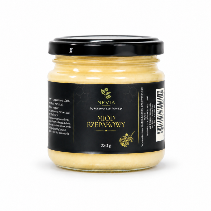 Miód nektarowy Nevia - rzepakowy, 230g Miód nektarowy Nevia - rzepakowy, 230g