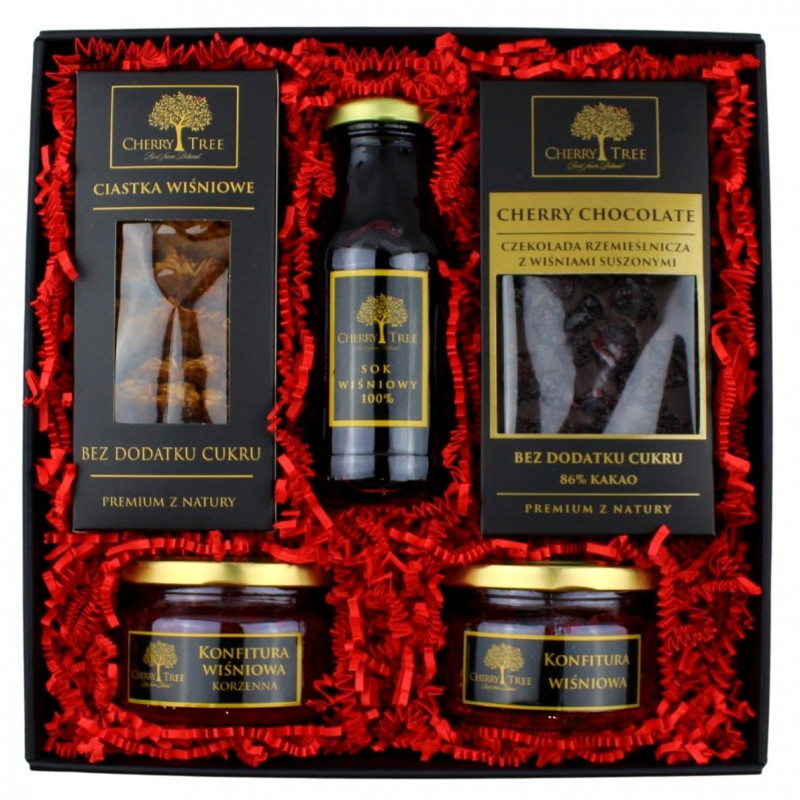 Ekskluzywny kosz prezentowy - Box prezentowy - "Wiśniowy" od Manufaktury wiśni Cherry Tree Ekskluzywny kosz prezentowy - Box prezentowy - "Wiśniowy" od Manufaktury wiśni Cherry Tree