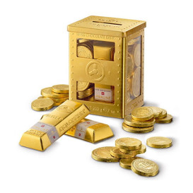 Metalowy sejf ze złotymi monetami - 200g